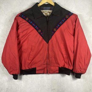 Western Frontier Men's Size XL Western Blanket Lined Aztec Canvas Bomber Jacket